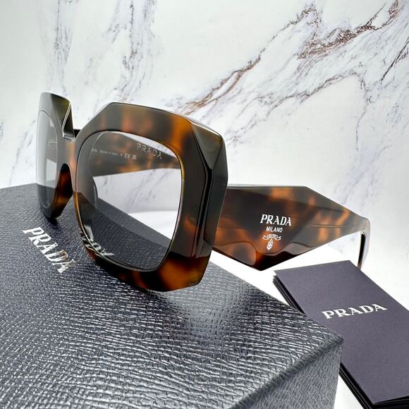 New PRADA Sunglasses Brown Juniper Tortoise Gray Lens Square - Picture 9 of 16